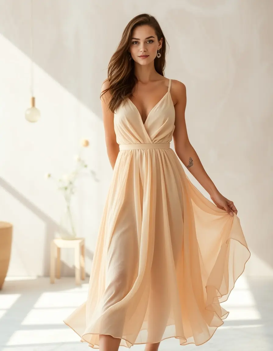 Robe de cocktail en mousseline fluide