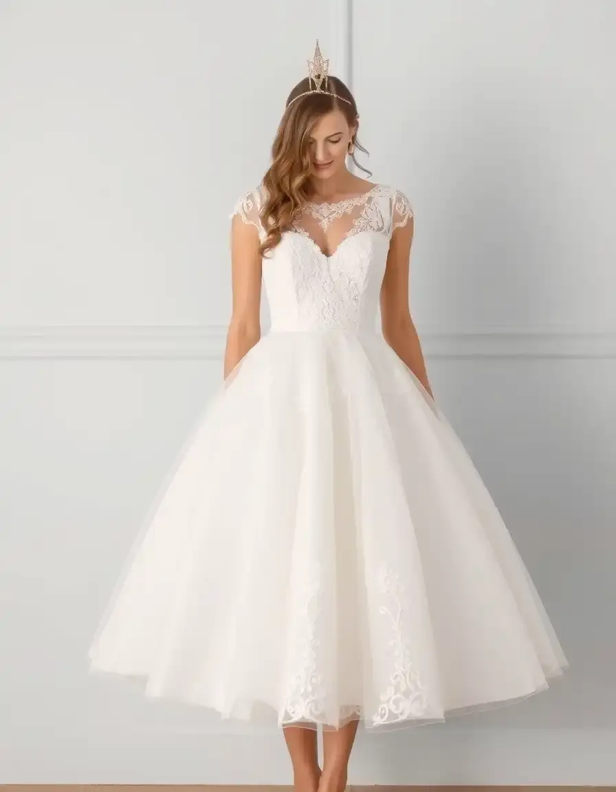 Robe de mariée courte en dentelle longueur genou