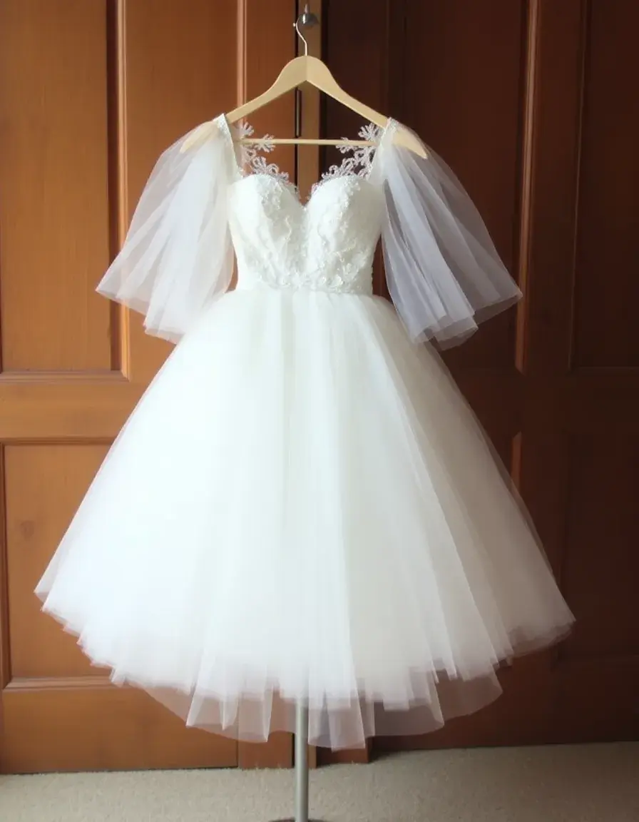 Robe de mariée courte en tulle volumineuse et fun