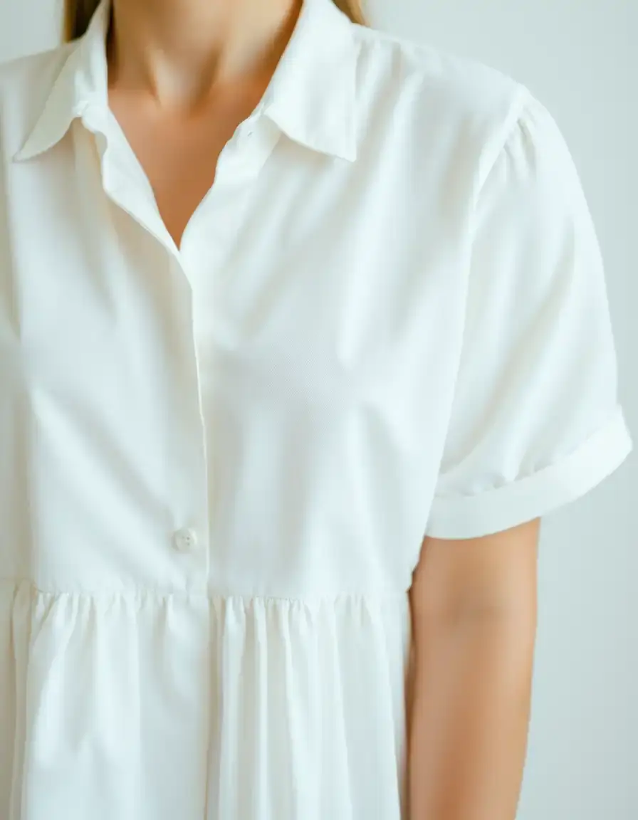 Robe blanche décontractée à boutons