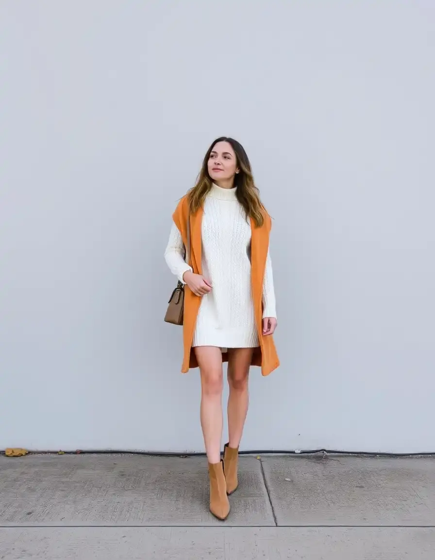 Robe en maille blanche confortable pour layering