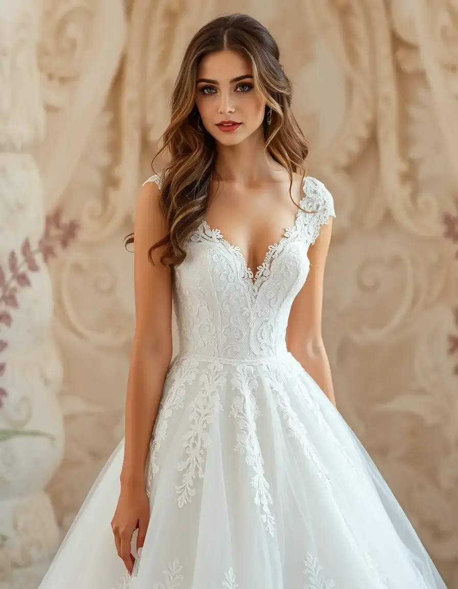 Robe de princesse romantique en dentelle blanche