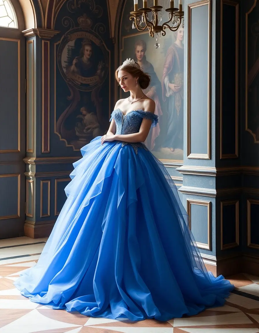 Robe de bal bleu royale style princesse