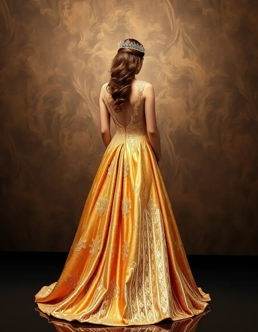 Robe de princesse dorée glamour