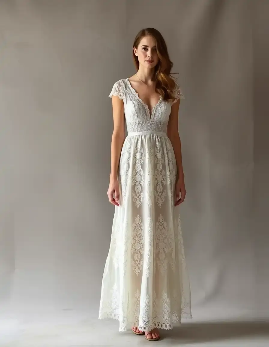 Robe en dentelle dorée délicate