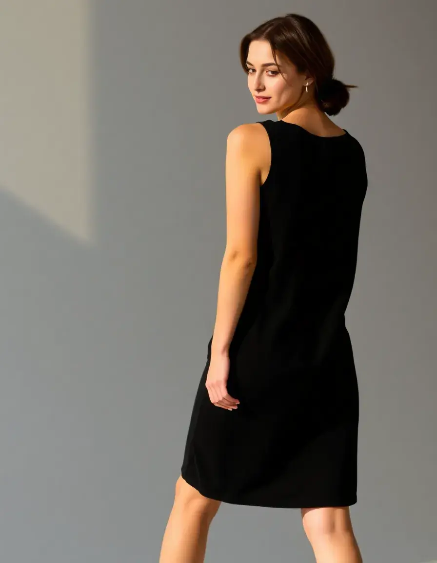 Robe droite femme noire minimaliste