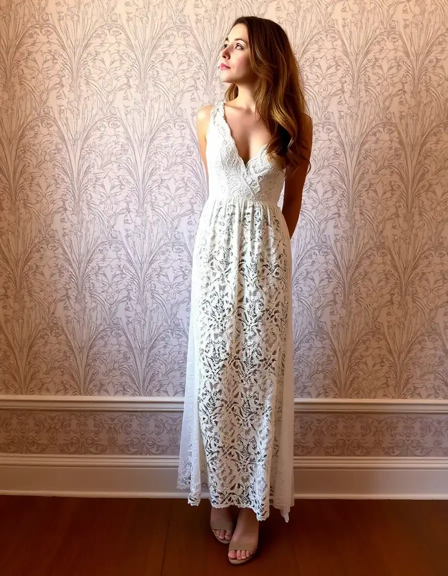 Robe droite femme en dentelle délicate