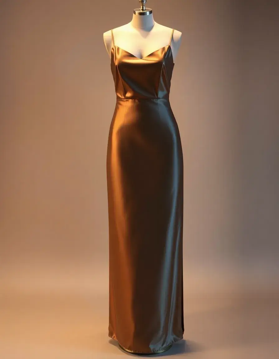 Robe droite satinée brillante