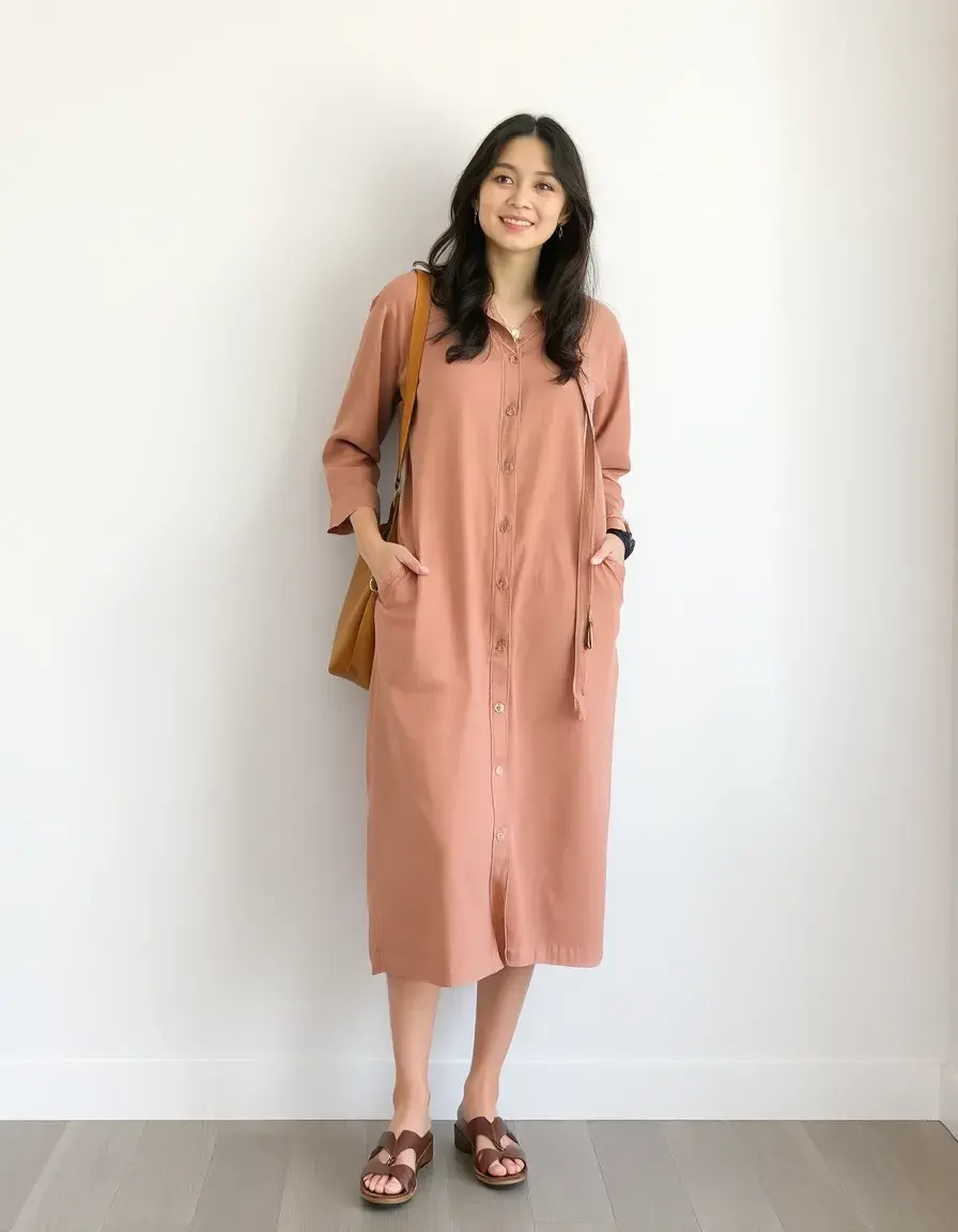 Robe droite en coton décontractée