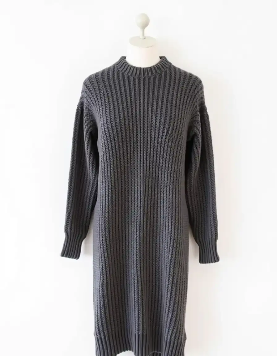 Robe midi en maille confortable à manches longues