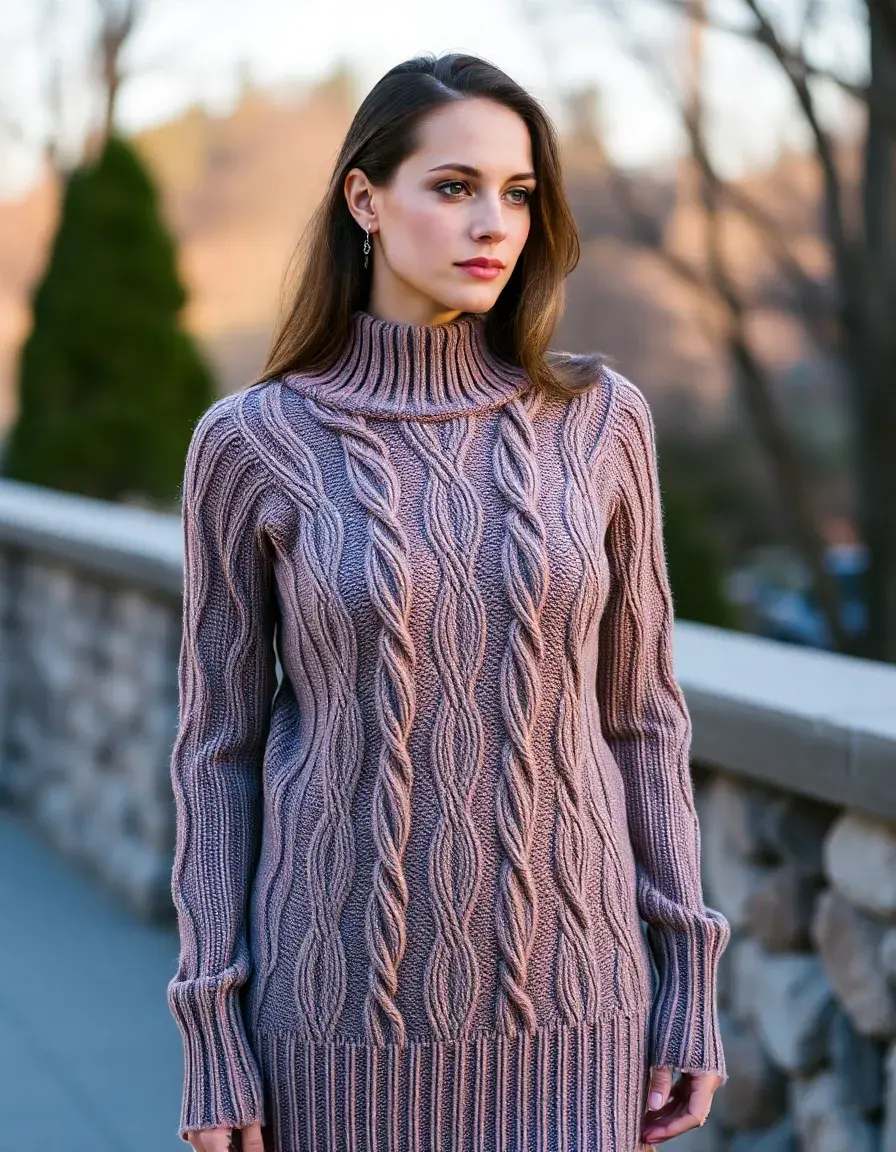 Robe pull à torsades texturée