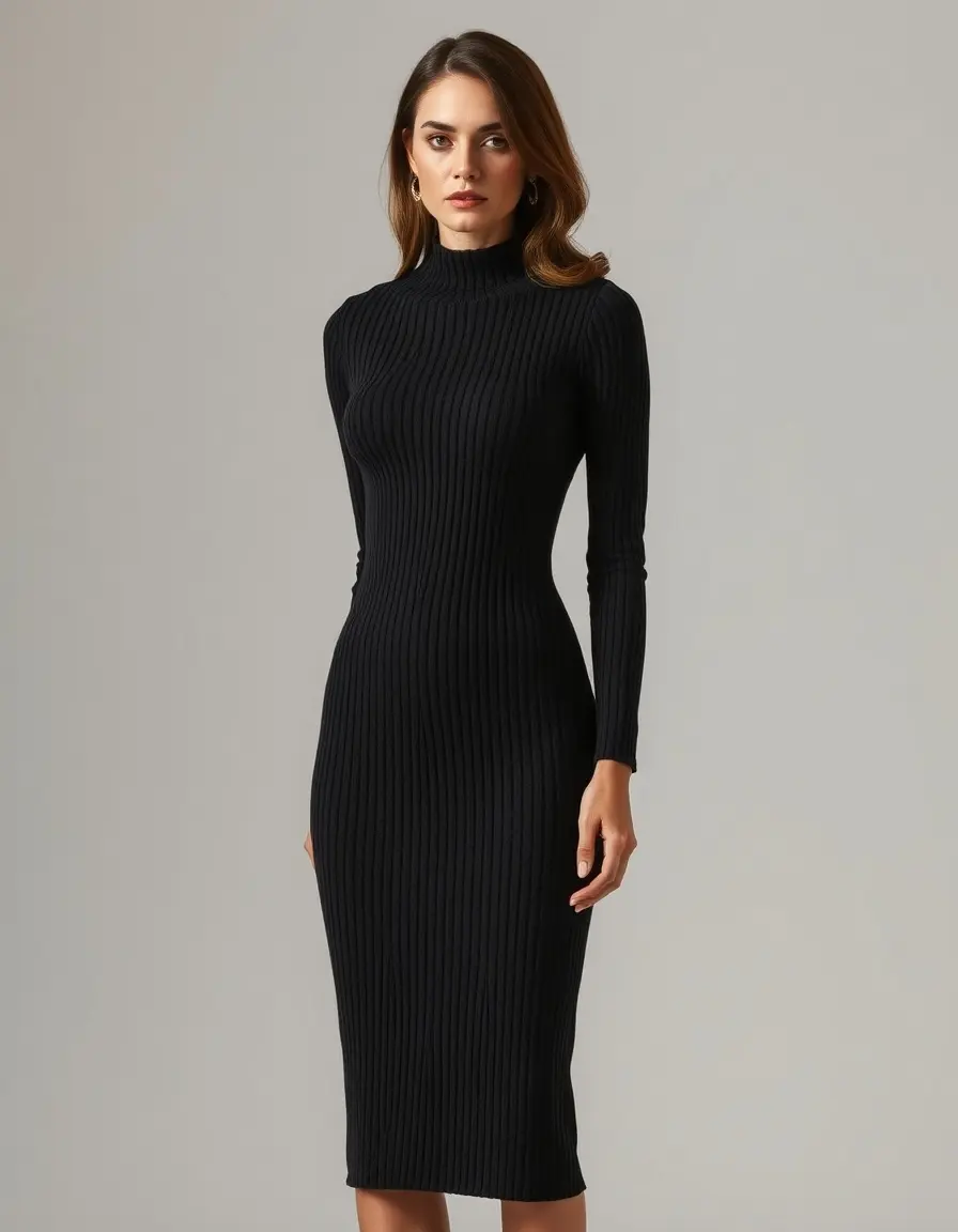 Robe en maille côtelée ajustée élégante