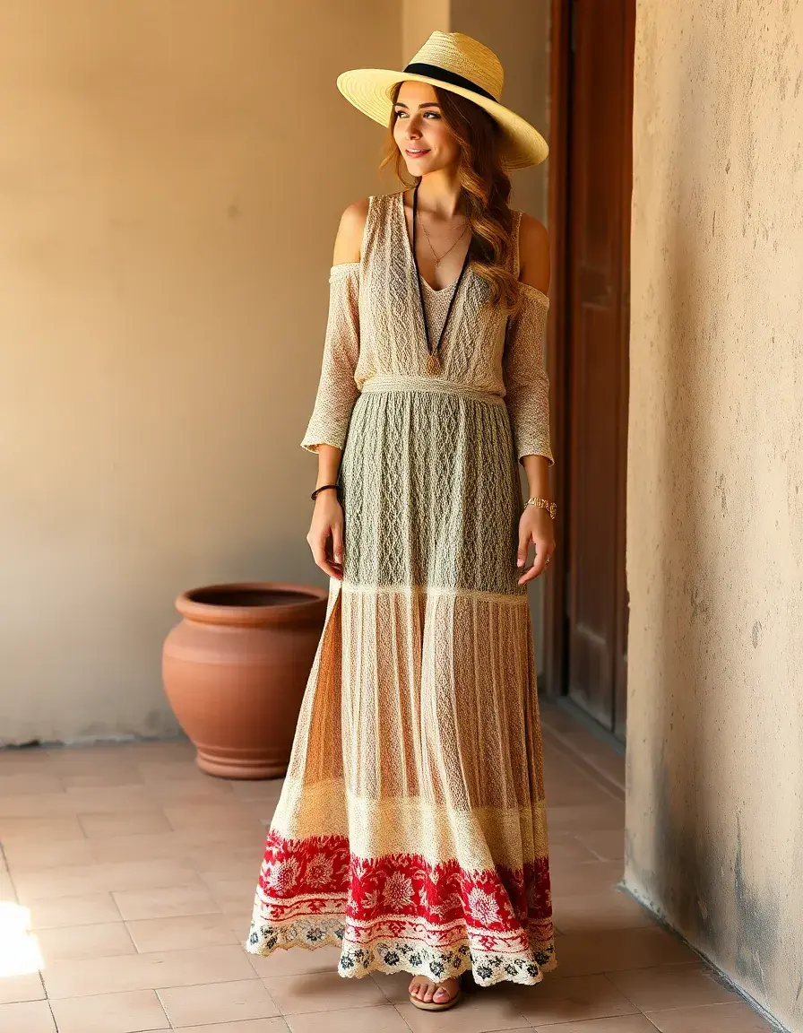 Robe maxi en maille style bohème fluide
