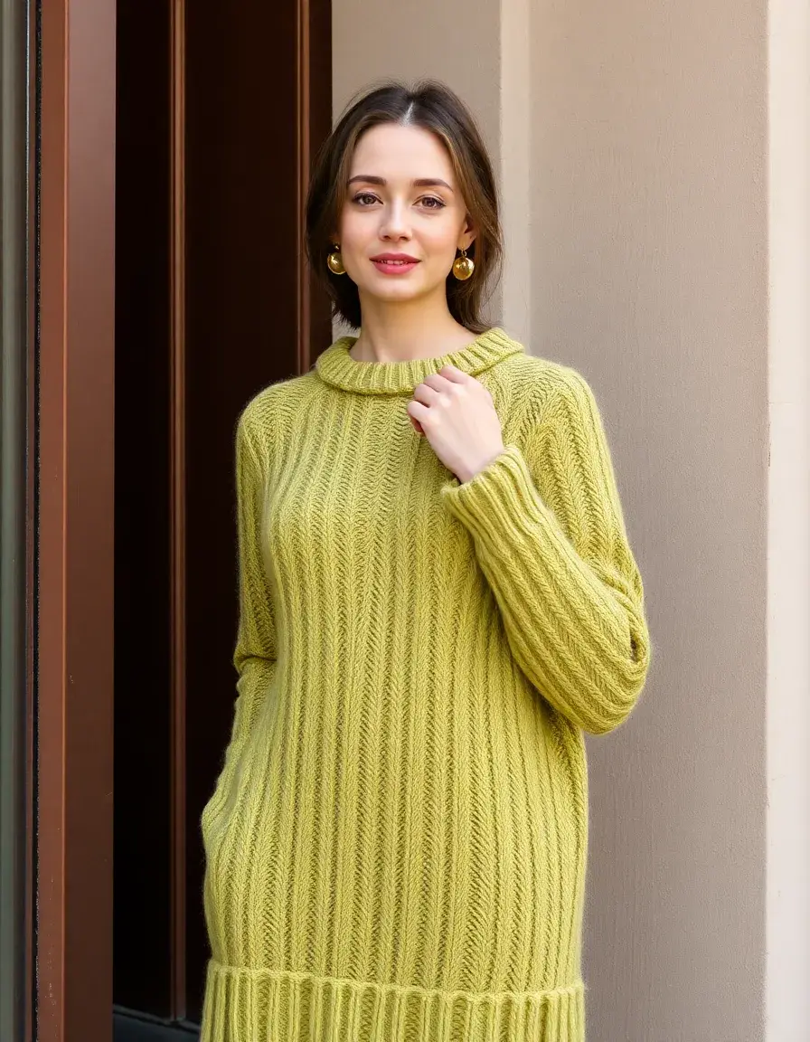 Robe en laine tricotée chaude pour hiver