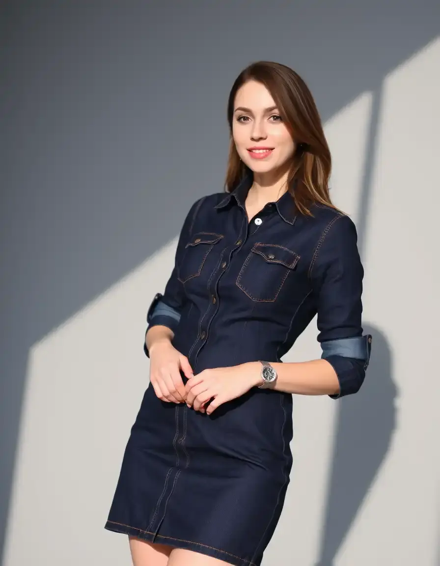 Robe jean bleu foncé habillée
