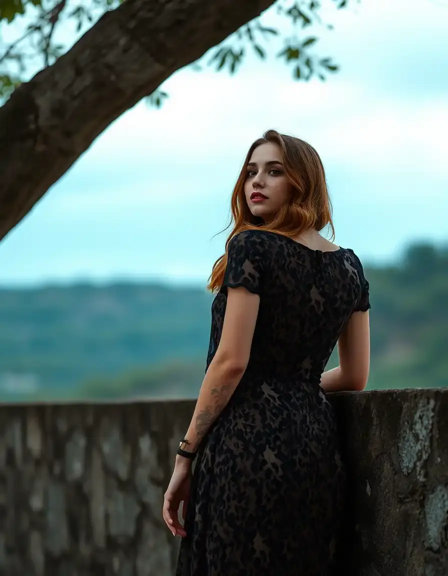 Robe léopard avec détails dentelle