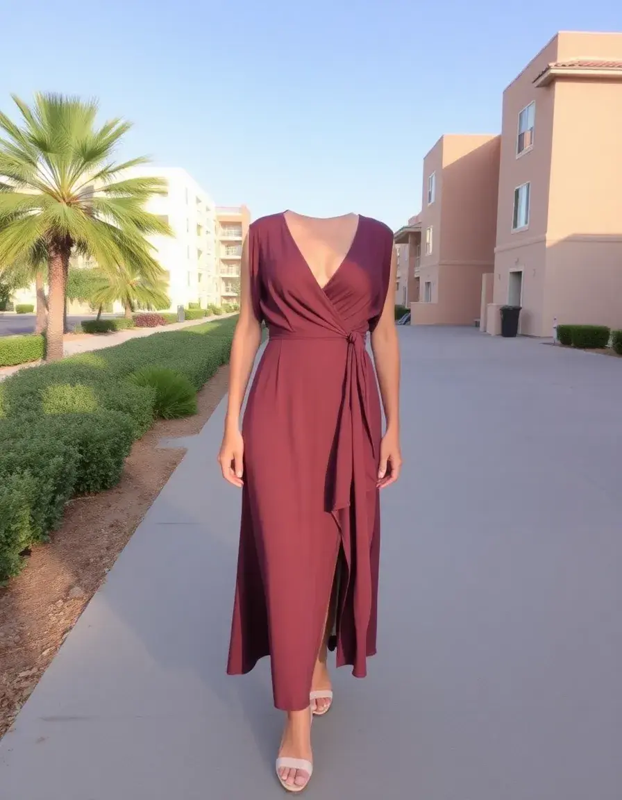 Robe mi longue femme coupe portefeuille col V