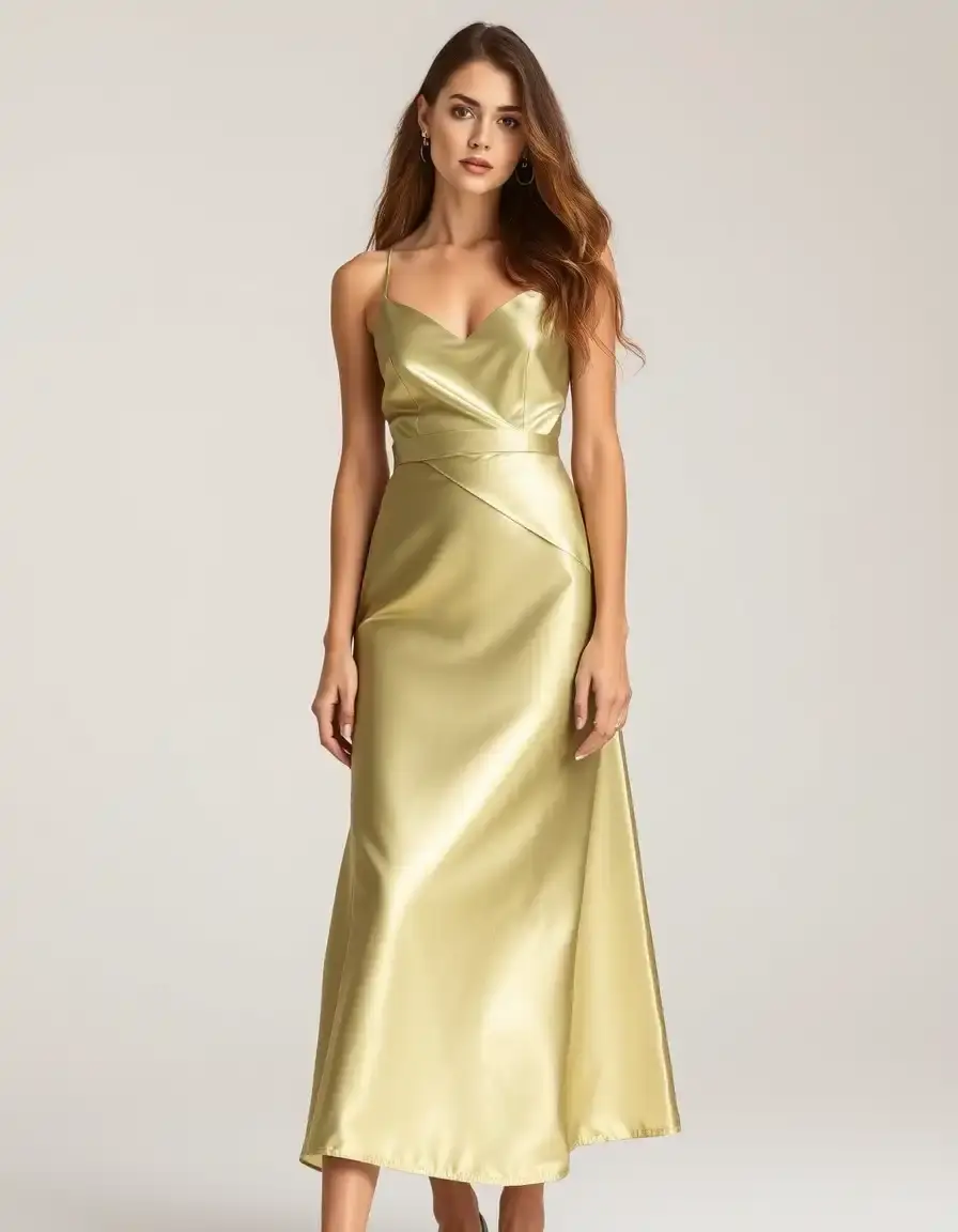 Robe mi longue femme en satin brillant