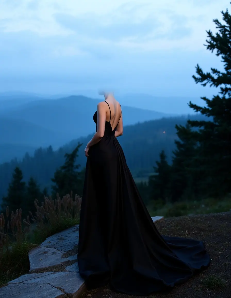 Robe de soirée longue en satin noir
