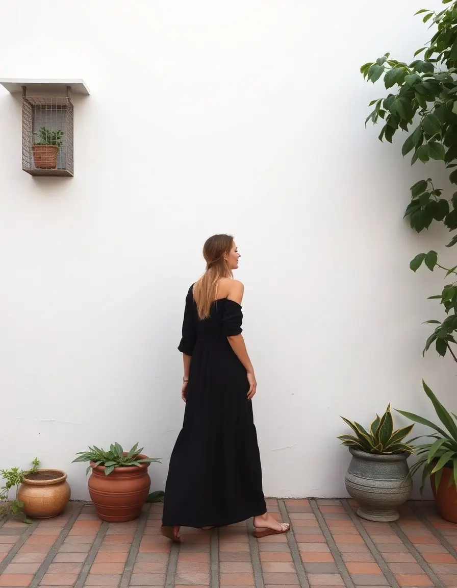 Robe longue style bohème noire