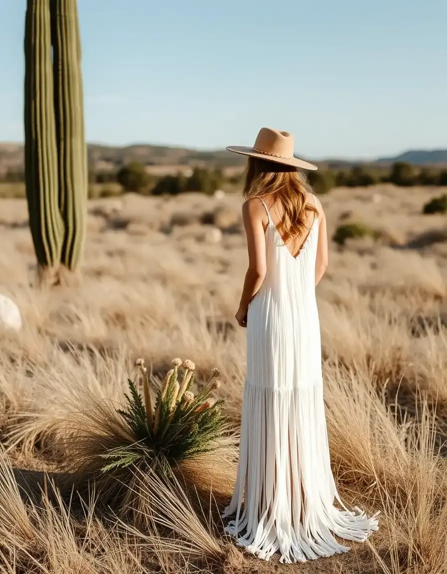 Robe de mariée bohème avec franges