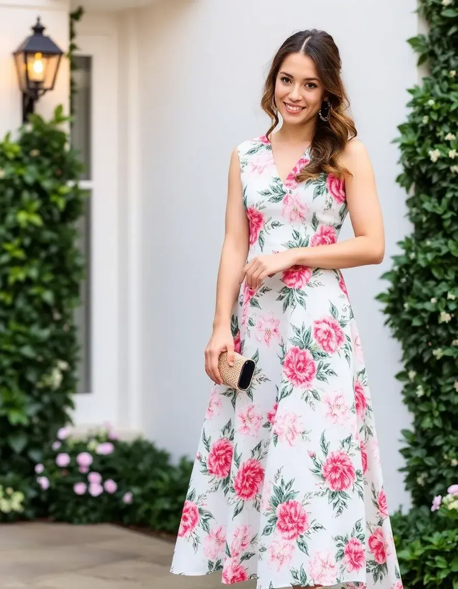 Robe fleurie pour invitée de mariage midi