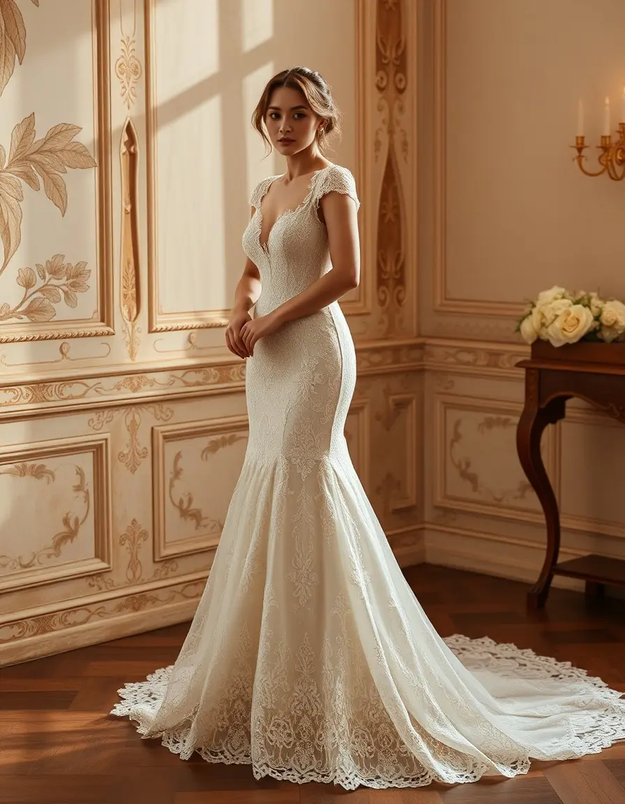 Robe en dentelle élégante mariage