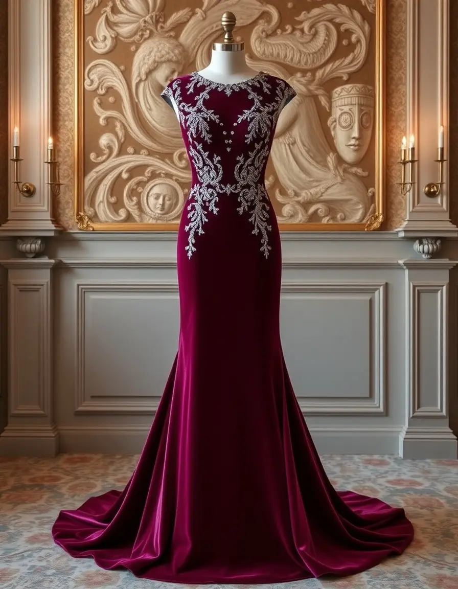 Robe en velours luxueuse pour mariage
