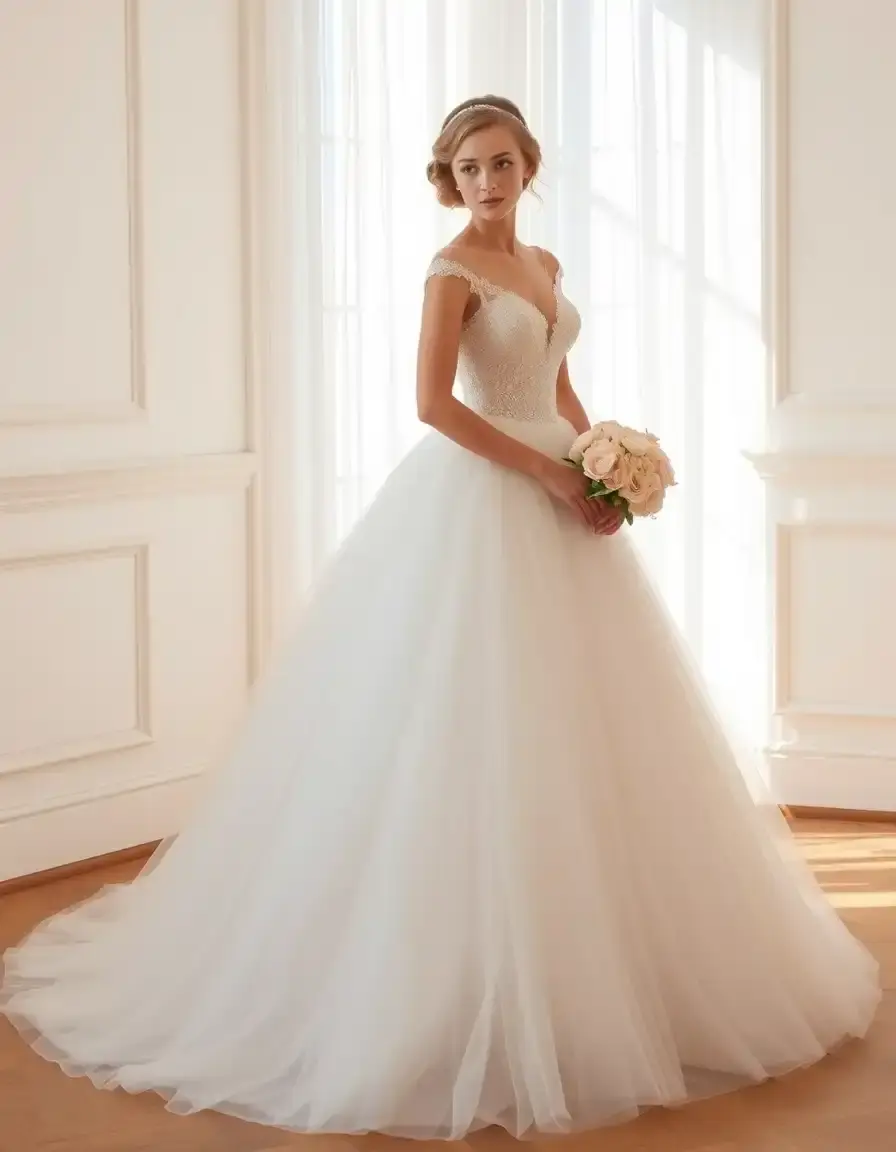 Robe princesse mariage en tulle vaporeux