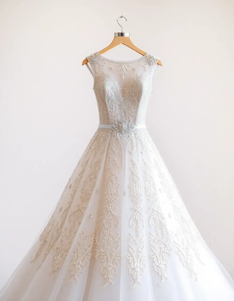 Robe princesse mariage perlée et scintillante