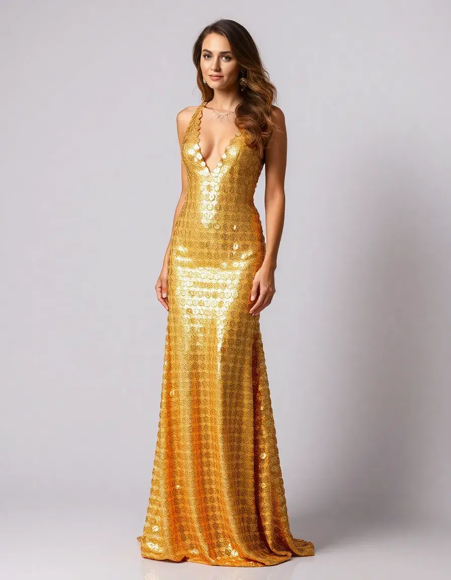 Gold Sequin Maxi - Robe longue dorée à paillettes