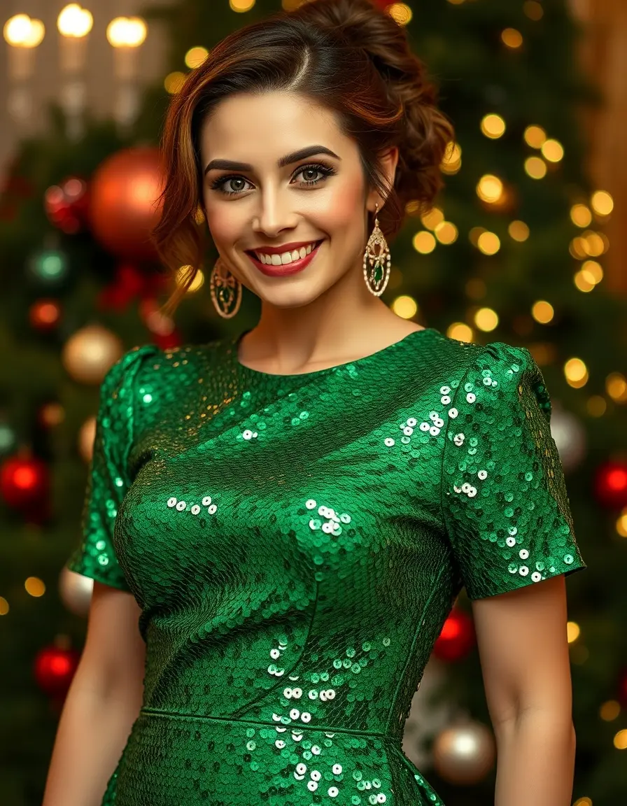 Green Sequin Dress - Robe verte festive à paillettes