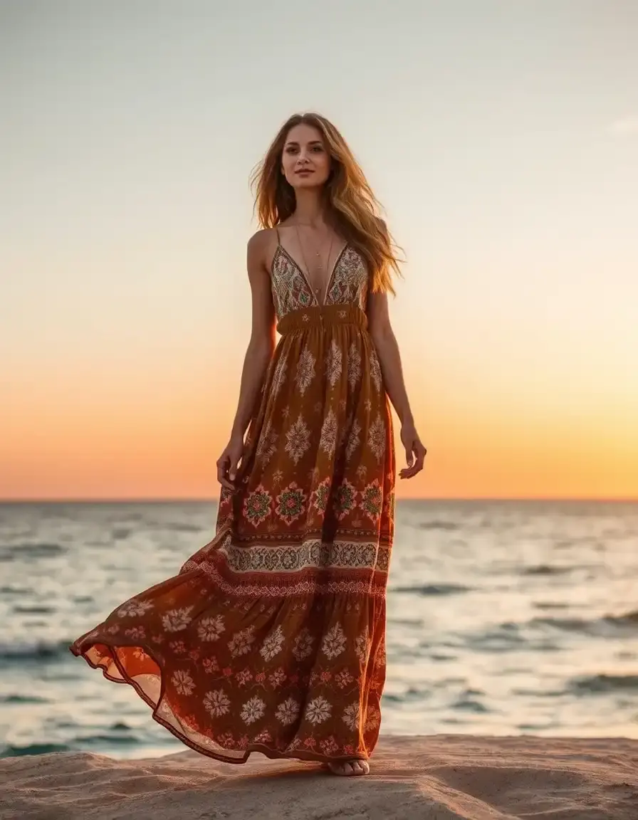 Robe maxi sirène style bohème