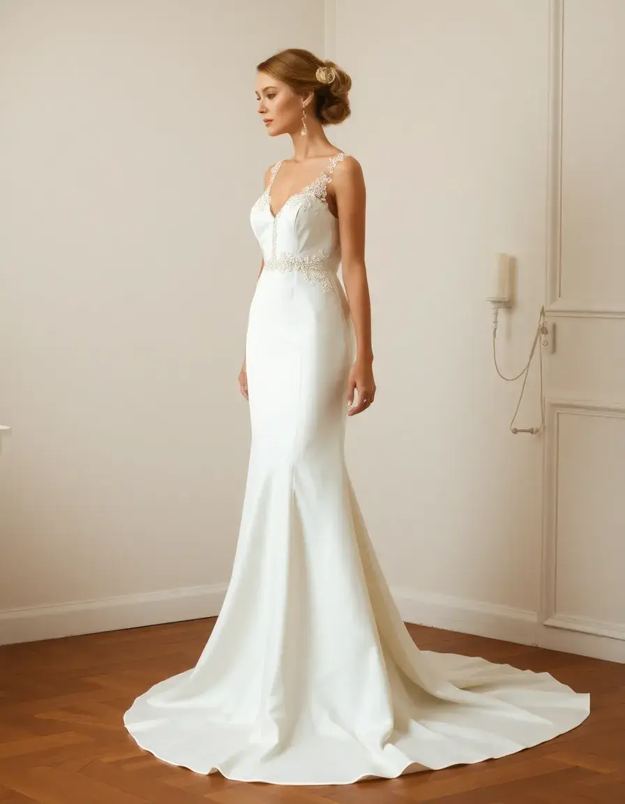 Robe sirène mariage blanche avec traîne