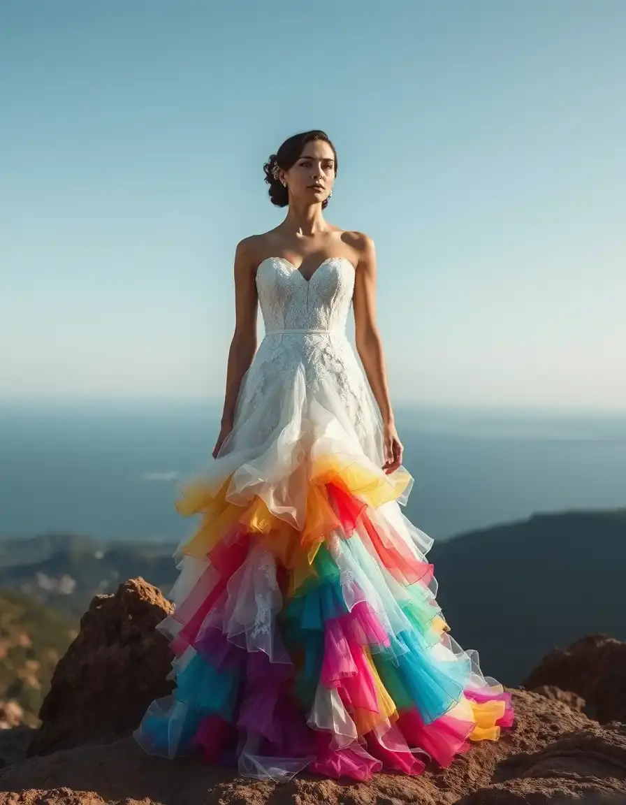 Robe de mariée sirène colorée et unique