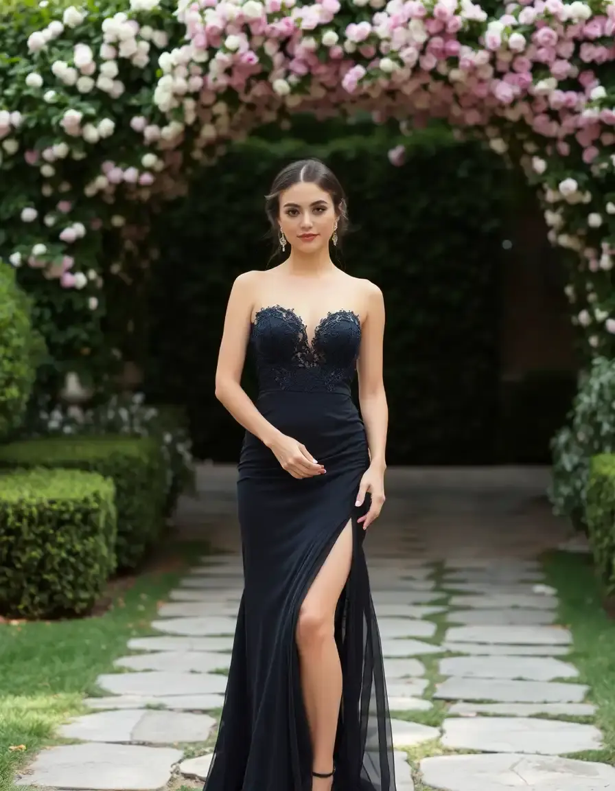 Robe de soirée mariage noire élégante