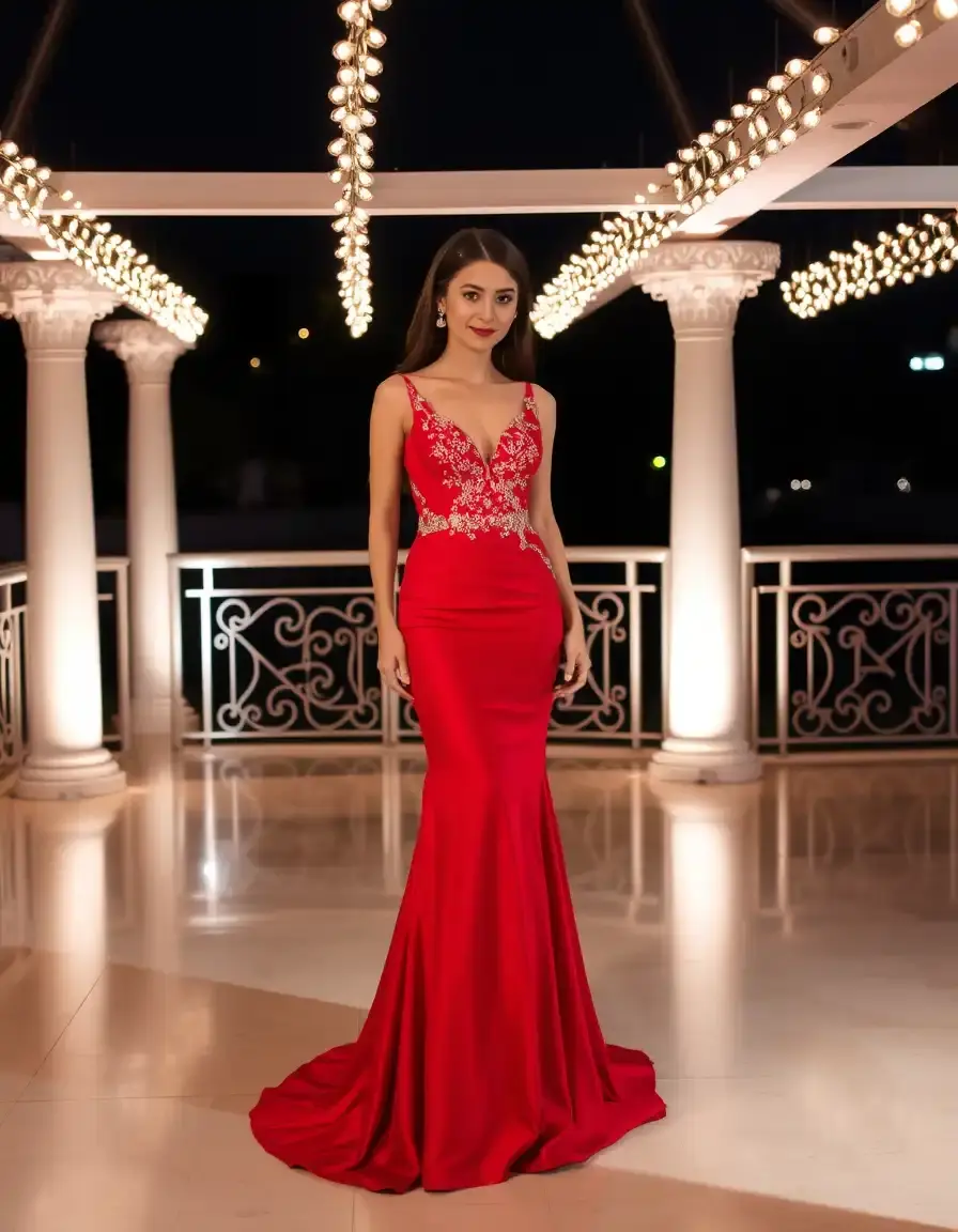 Robe de soirée mariage rouge audacieuse