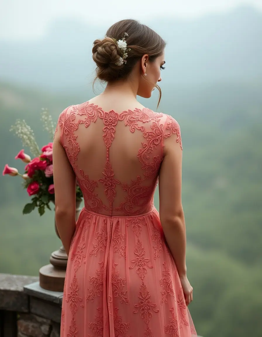 Robe de soirée en dentelle romantique