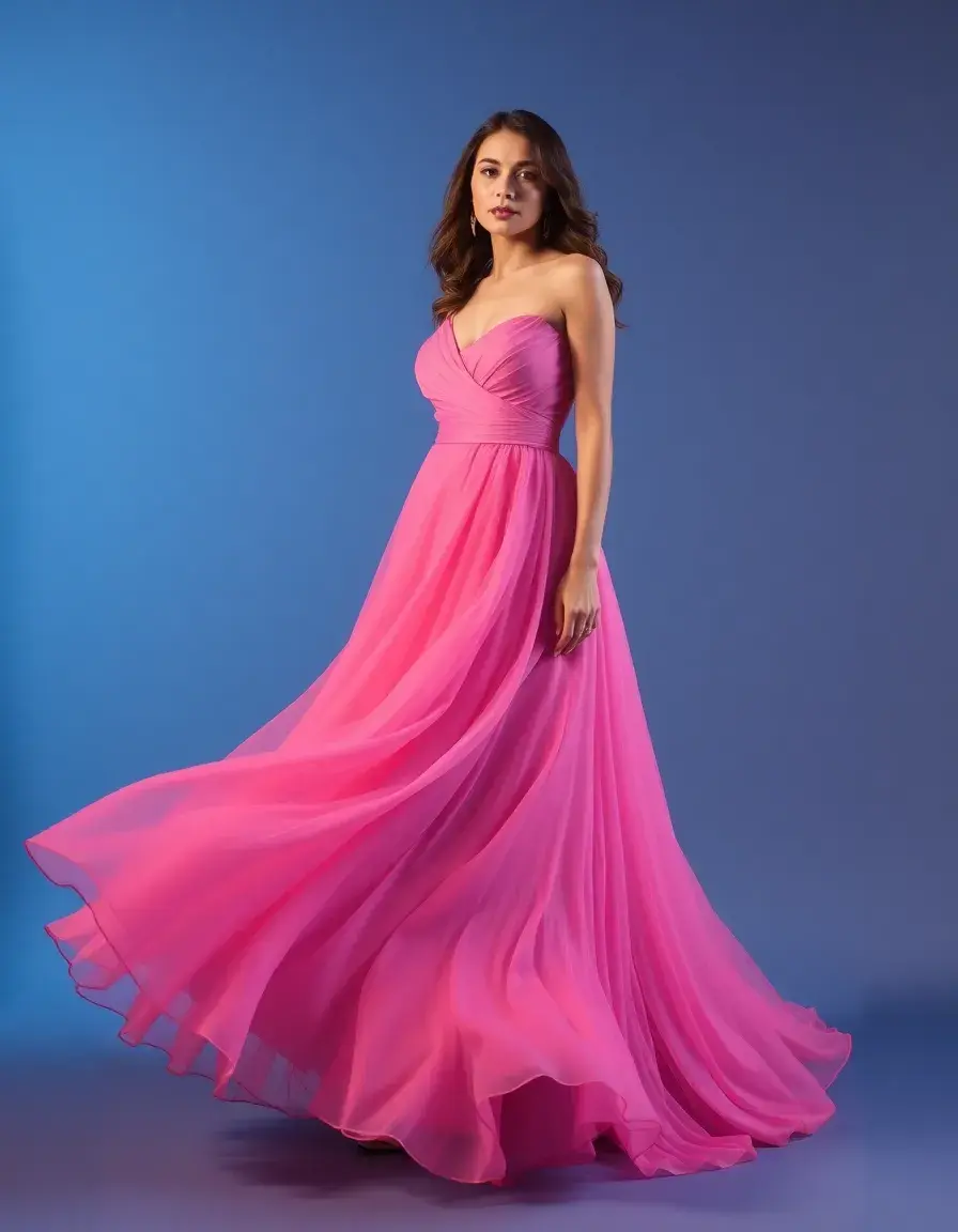 Robe de soirée longue en mousseline