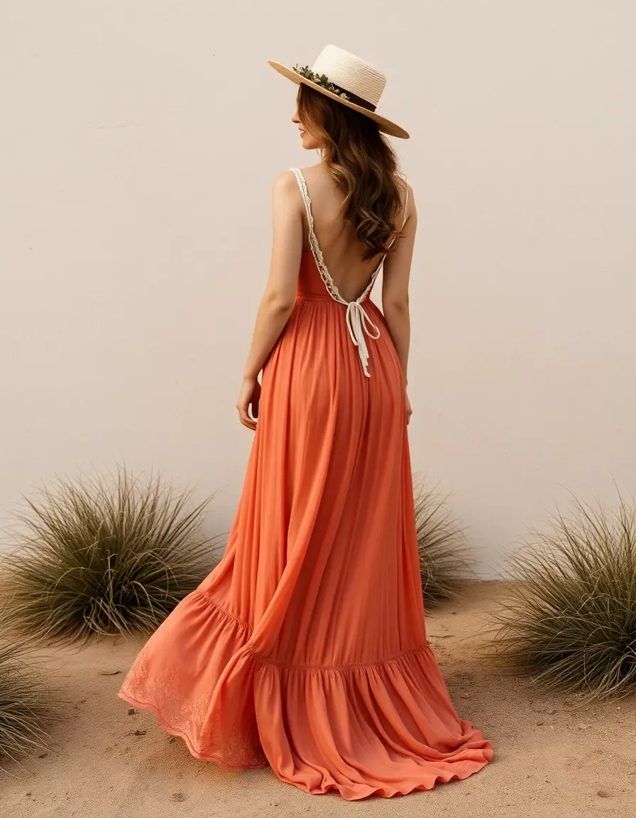 Robe terracotta mariage style bohème fluide