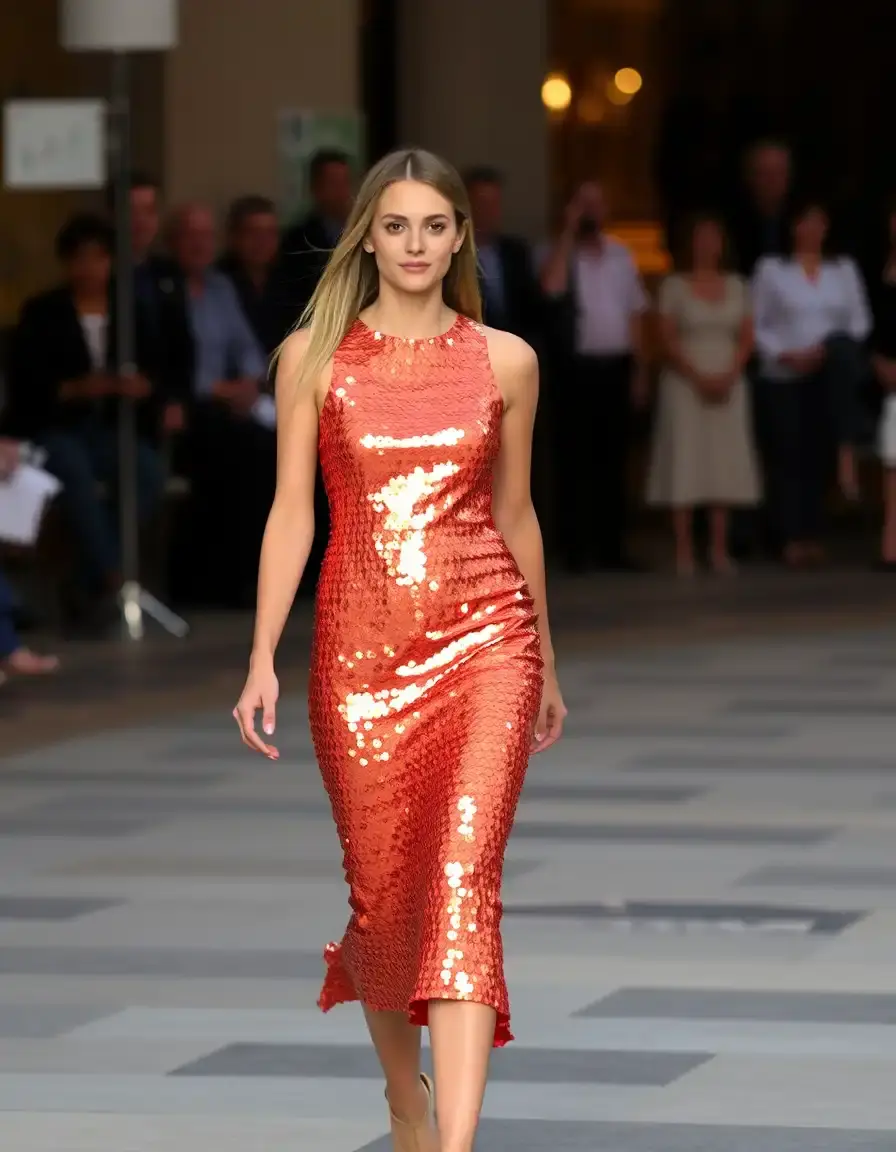 Robe terracotta à paillettes pour soirée mariage