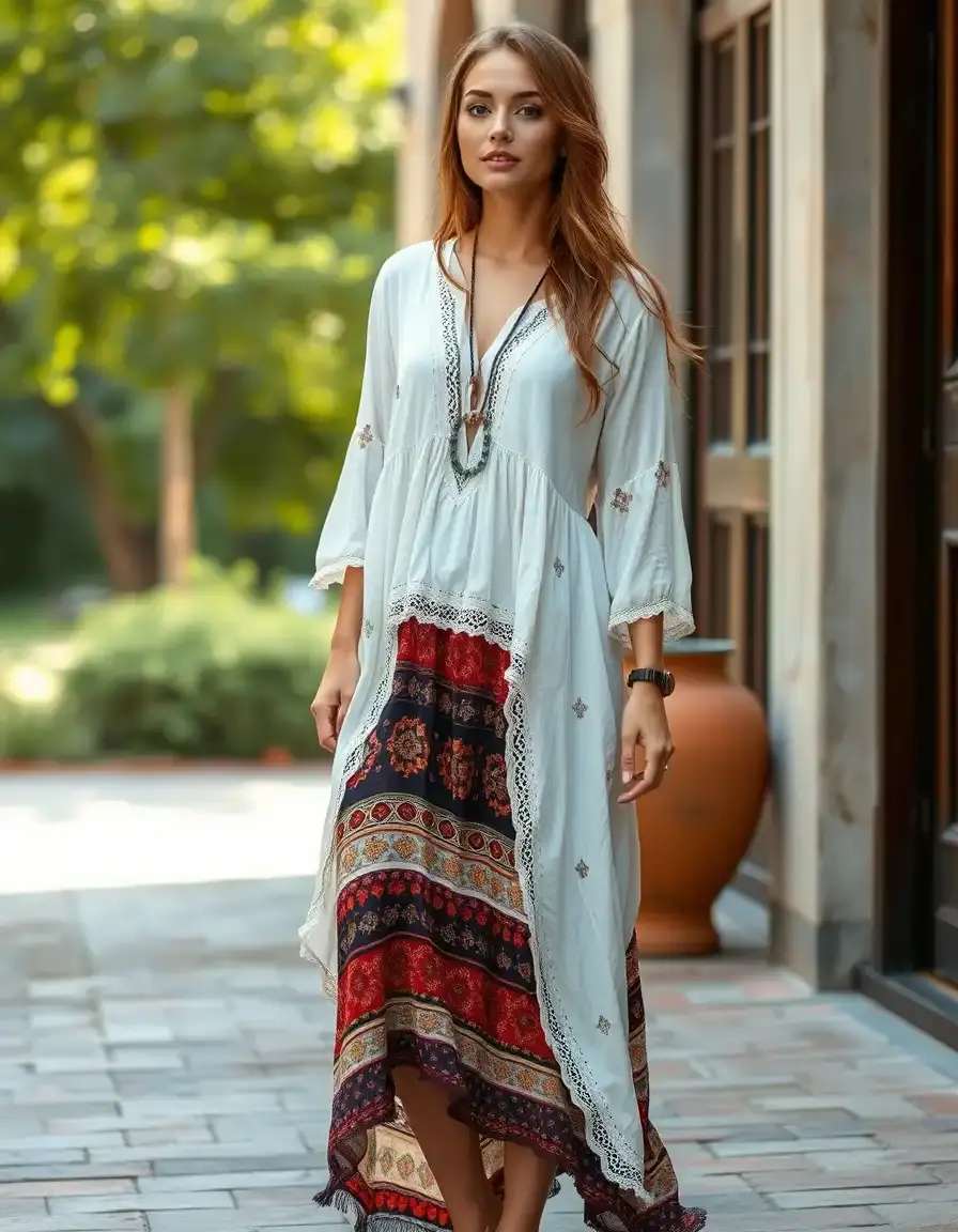 Robe bohème transparente à étages