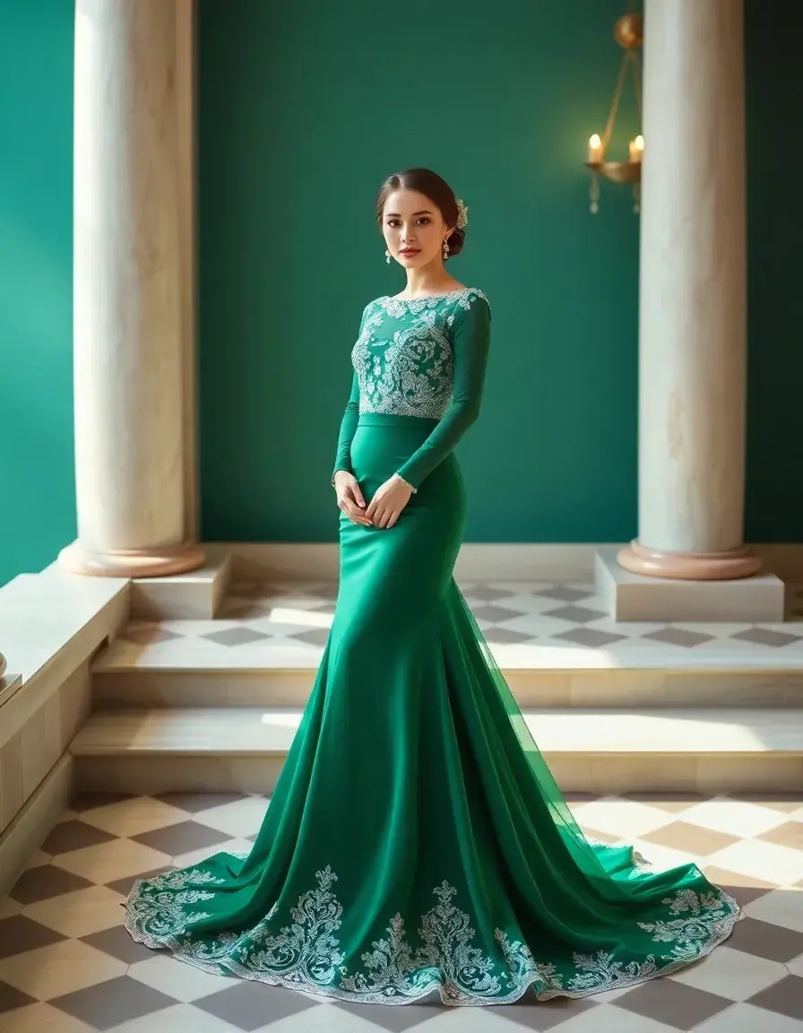 Robe de mariage vert émeraude élégante