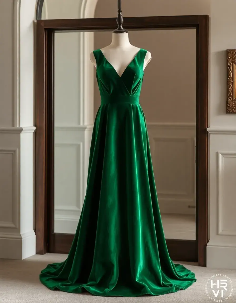 Robe en velours vert chic pour mariage