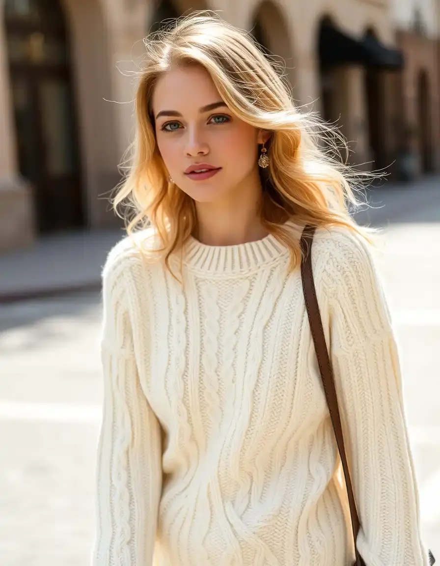 Robe pull torsadée crème