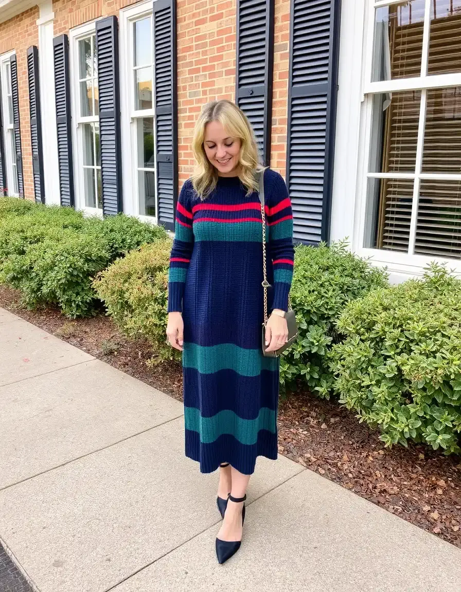 Robe pull rayée marine