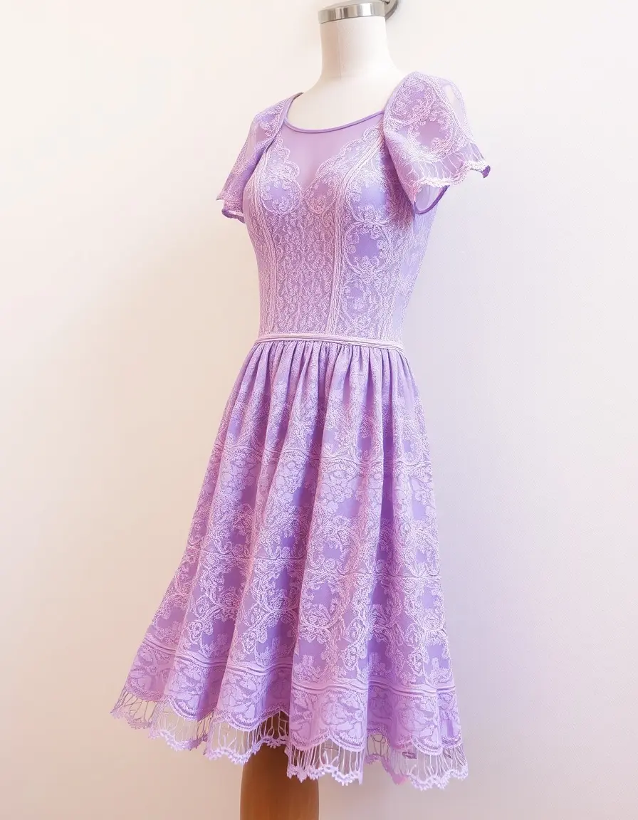 Lilac Lace Dress Delicate