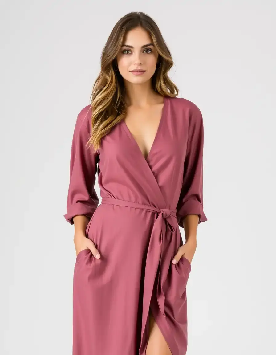 Mauve Wrap Dress V-neck