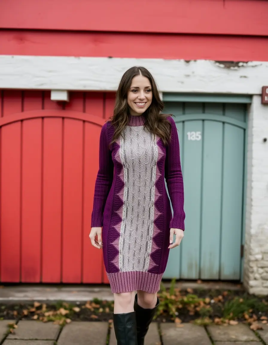 Plum Knit Dress Cozy