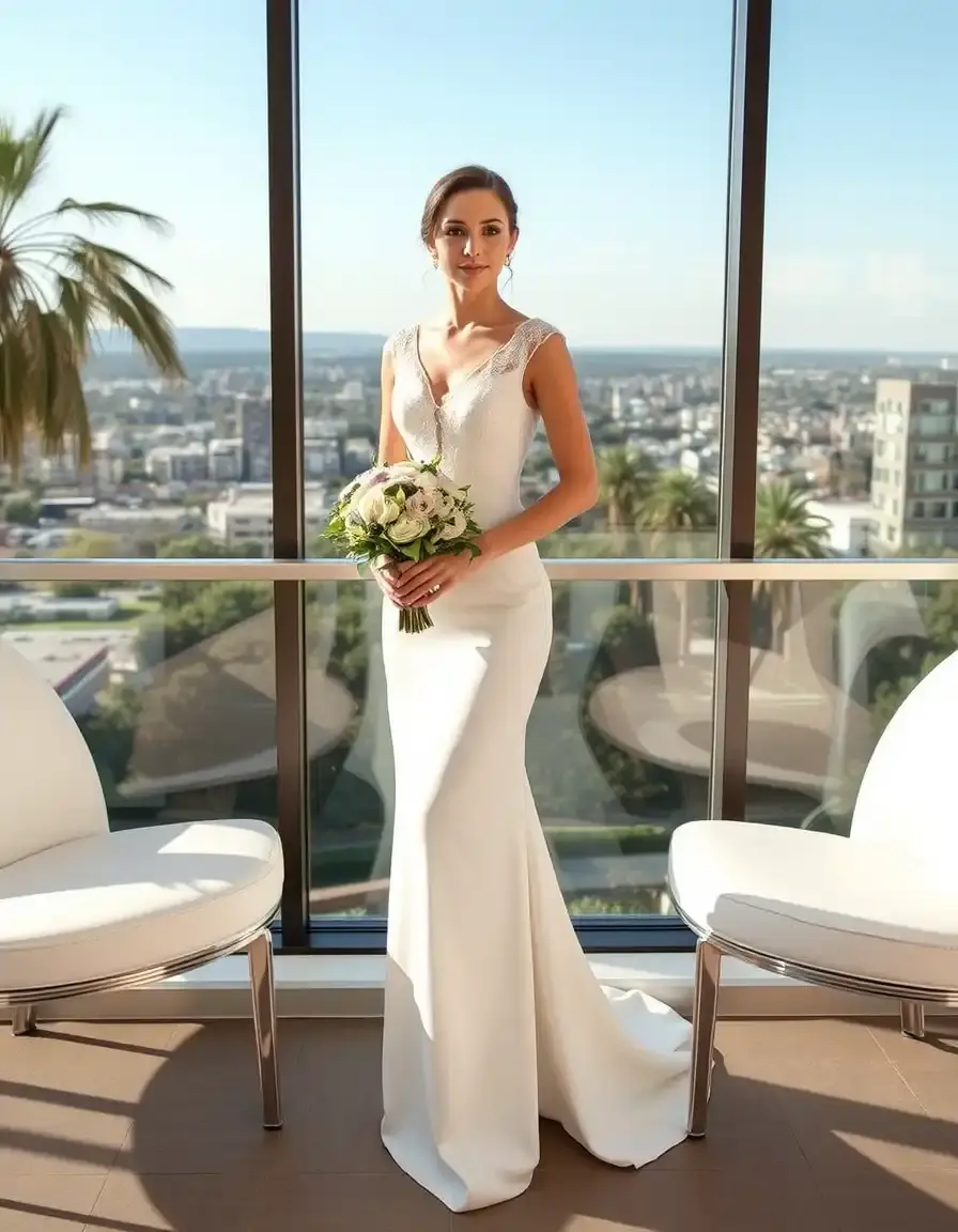 Robe courte mariage moulante moderne